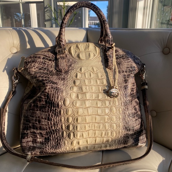 Brahmin Large Duxbury Satchel Veranda Melbourne Croc Embossed Leather Bag - Picture 4 of 12